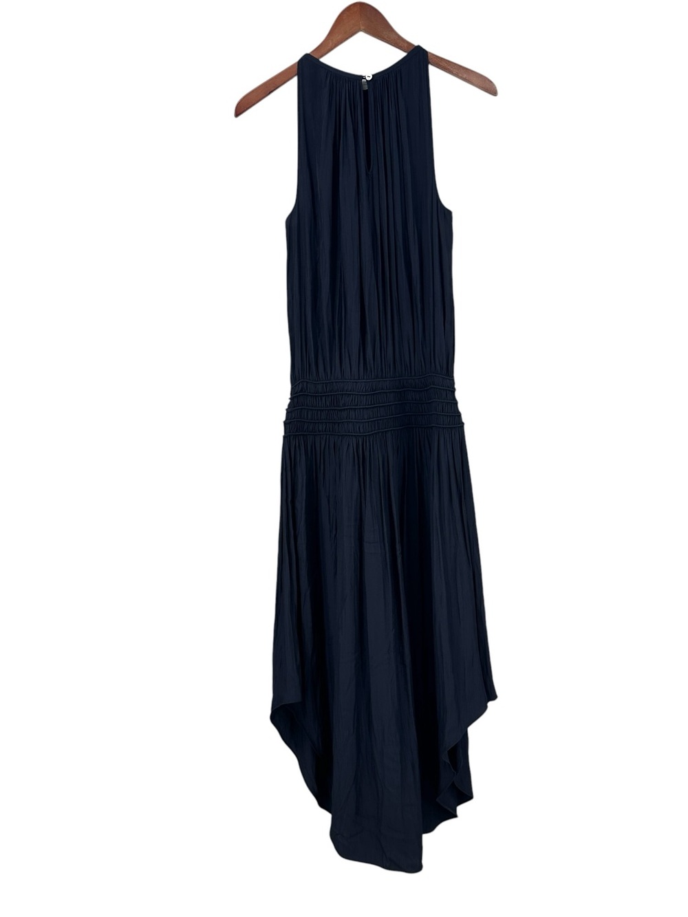 RAMY BROOK Audrey Dress Smocked Midi Blouson Sleeveless Black - Picture 2 of 8